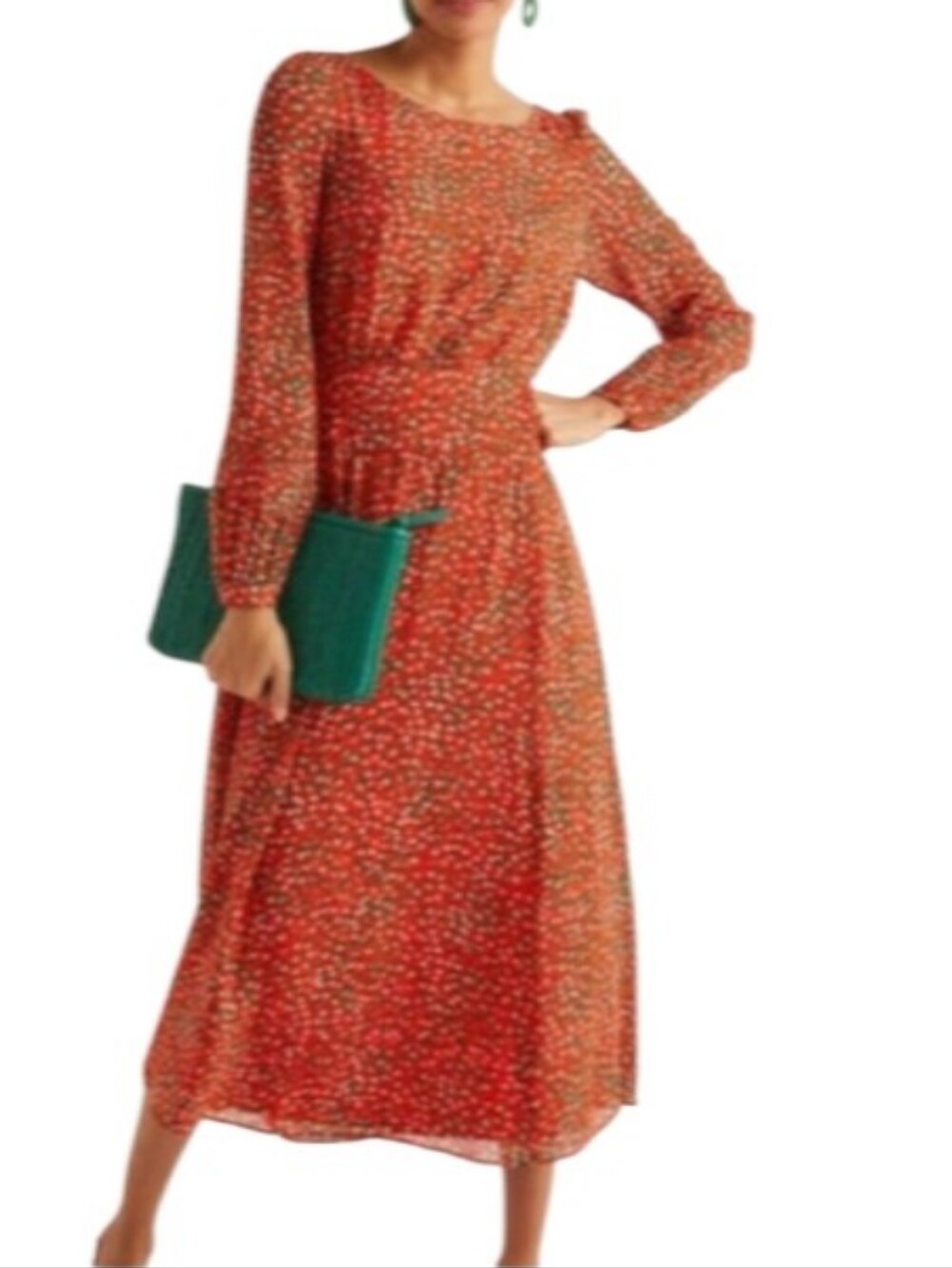 Boden Ingrid Midi Dress In Orange Speckle